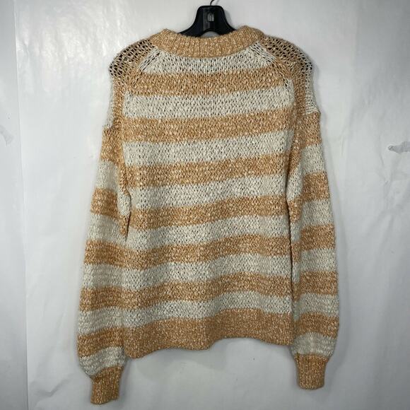 Madewell Baez Camel Beige Stripe Pullover Long Sleeve Sweater NWOT Size XS - Picture 8 of 10